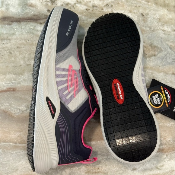 NWT Women’s SKECHERS Carbix-Niyla Carbon toe work sneakers- navy/pink. Size 8.5 - Picture 9 of 11